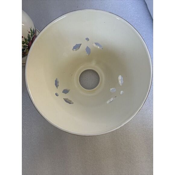 Lenox Holiday Tartan Candle Lamp Holly Leaves Gold Rim Christmas Gift 6238752 - Picture 7 of 9